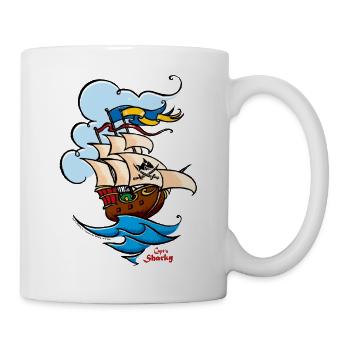 Käpt'n Sharky Schiff und Abenteuer - Tasse - Weiß - Rechts