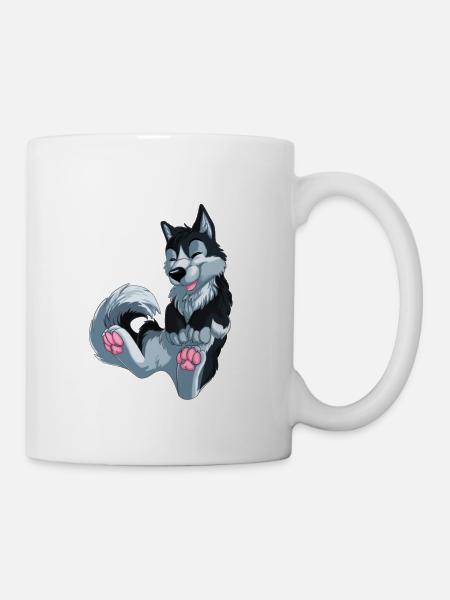 schwarzer Husky - Tasse - Weiß