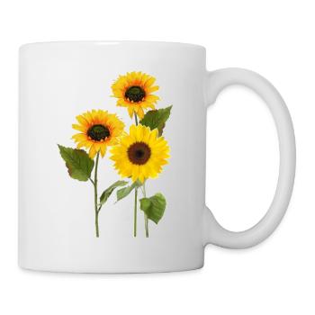 Drei Sonnenblumen - Tasse - Weiß - Rechts