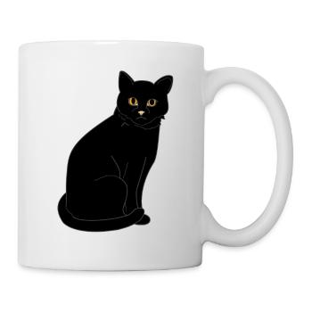 Schwarze Katze - Tasse - Weiß - Rechts