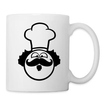 Chefkoch Lustig Smiley Mustache Bart - Tasse - Weiß - Rechts