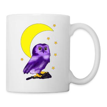 Owl in front of crescent moon - Mug - white - Right