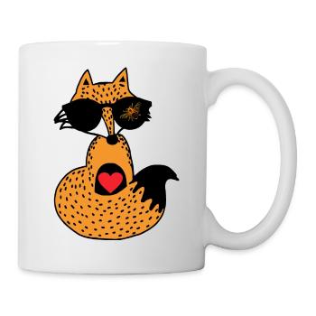 Renard « Cool » avec une abeille sur des lunettes - Mug blanc - blanc - Droite