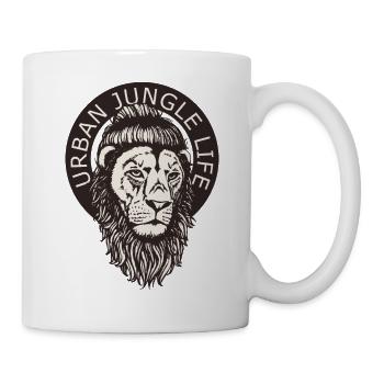 Großstadt Dschungel Löwe Hipster Dutt und Bart - Tasse - Weiß - Rechts