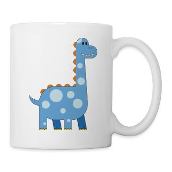 fröhlicher Dinosaurier Kuscheltier Kind süß Urzeit - Tasse - Weiß - Rechts