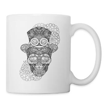 Steampunk mandala skull - Mug - white - Right
