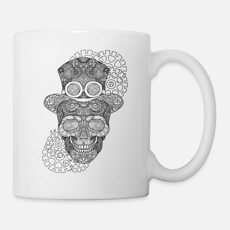 Crâne de mandala Steampunk - Mug blanc - blanc
