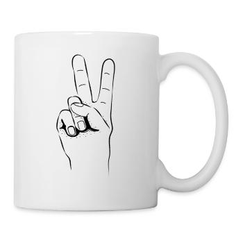 Paix main deux doigts - Mug blanc - blanc - Droite