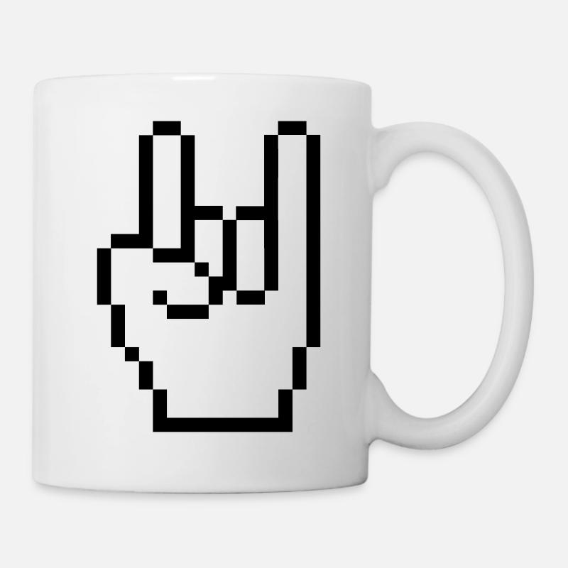 rock_computer_hand_01 - Tasse - Weiß