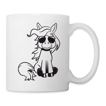 Pony horse sit fun sunglasses maedchen sues - Mug - white - Right