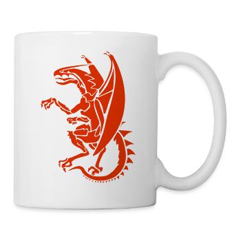 red dragon fire dragon dragon lindworm coat of arms - Mug - white - Right