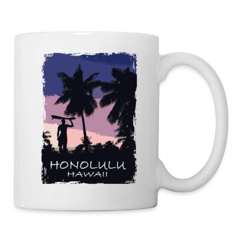 Honolulu - Hawaii - Beach - Surfing - Surfer - Tasse - Weiß - Rechts