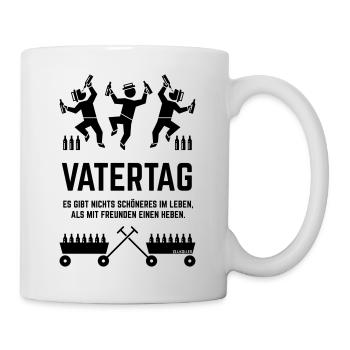 Vatertag (Trio Mit 2 Bollerwagen + Spruch) - Tasse - Weiß - Rechts