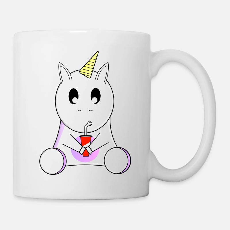 licorne qui boit dans un coca - Mug blanc - blanc