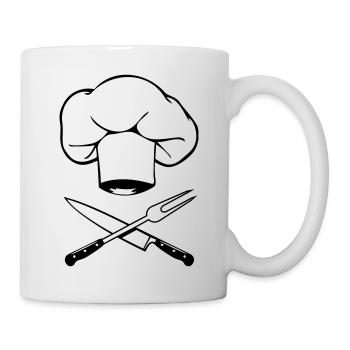 cuisinier design couteau fourchette de chapeau de - Mug blanc - blanc - Droite