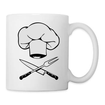 cuisinier design couteau fourchette de chapeau de - Mug blanc - blanc - Droite