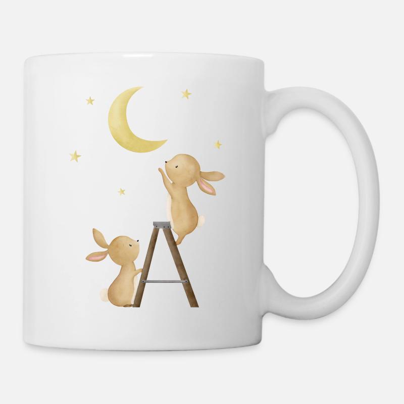 Rabbits on ladder - Mug - white