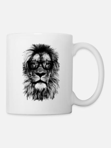 Hipster lion - Mug - white