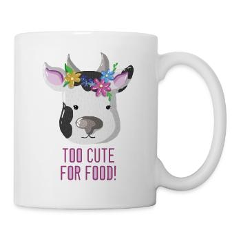 too cute for feed cow vegetarian vegan - Mug - white - Right
