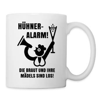 Hühner-Alarm! Die Braut Und Ihre Mädels Sind Los! - Tasse - Weiß - Rechts