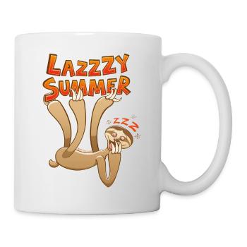 Sleepy sloth yawning and enjoying a lazy summer - Mug - white - Right