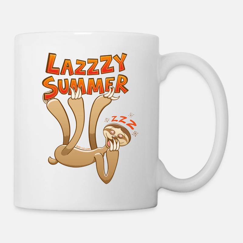 Sleepy sloth yawning and enjoying a lazy summer - Mug - white