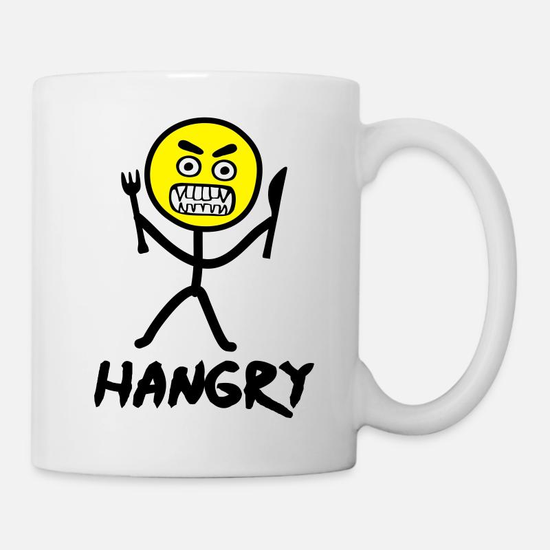 Hungriges Emoji Strichmännchen - Tasse - Weiß