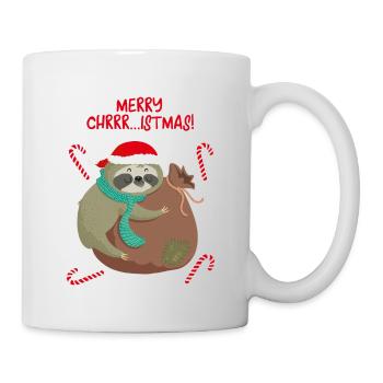 Merry Christmas Faultier T-Shirt Weihnachten sloth - Tasse - Weiß - Rechts