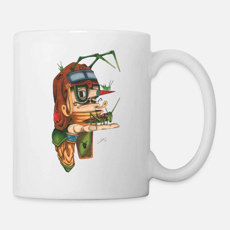 Sauterelle avec des lunettes - Mug blanc - blanc