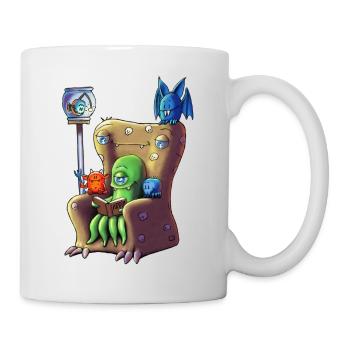 Monster beim gemütlichen Leseabend - Tasse - Weiß - Rechts