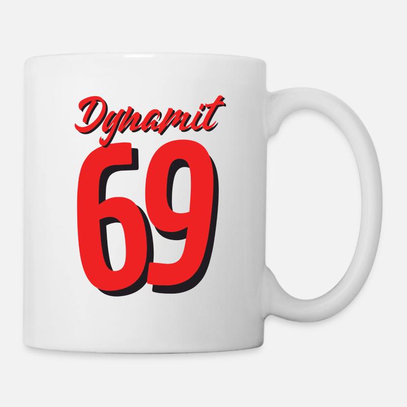 69er Stellung dynamite 69 bedruckt vorne - Tasse - Weiß