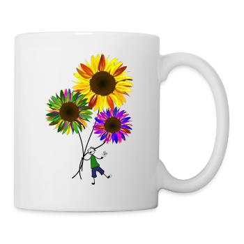 Sonnenblume Strichmännchen Blumen Garten - Tasse - Weiß - Rechts