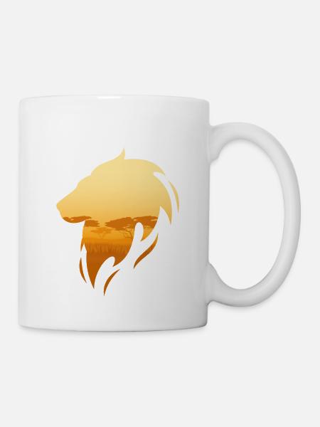 Löwe und Savanne - Tasse - Weiß