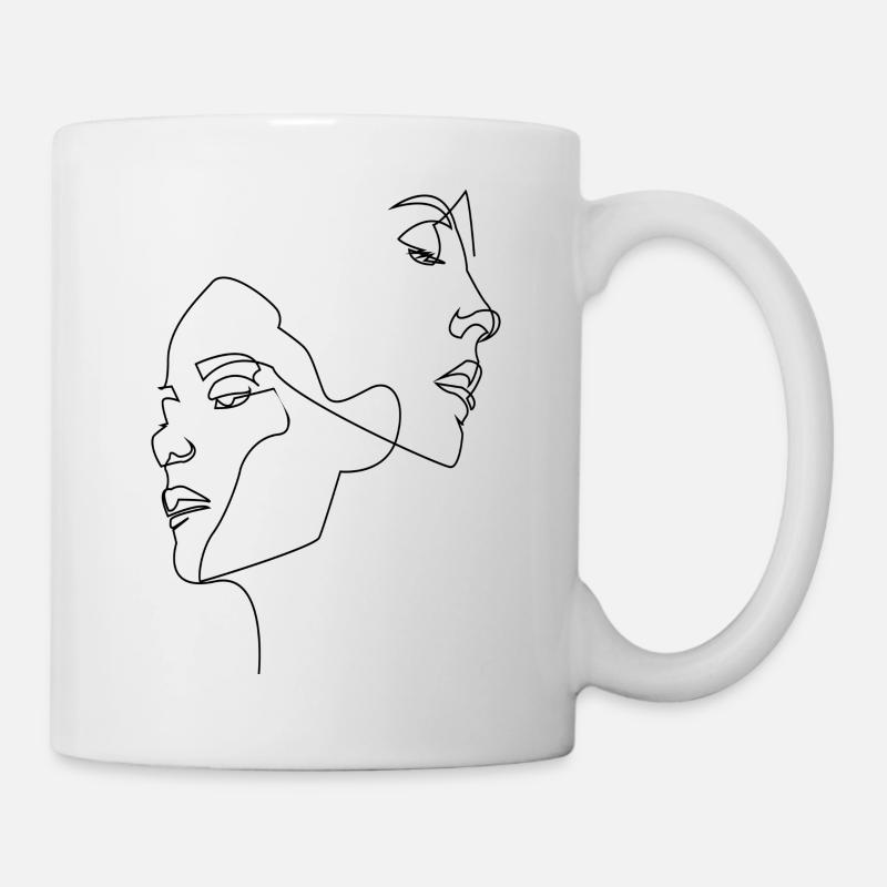 ONE LINE - Frauen Gesichter - Tasse - Weiß