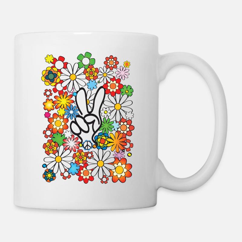 Flowerpower & Peace II - Tasse - Weiß