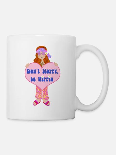 MÄDCHEN HIPPIE Din A1 - Tasse - Weiß
