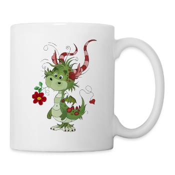 Drache Drachen Dinosaurier Echse Reptil Fantasie - Tasse - Weiß - Rechts