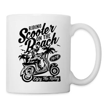 Riding Scooter on the Beach - Mug - white - Right