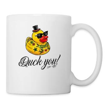 Old-school tattoo rubber duck - Mug - white - Right
