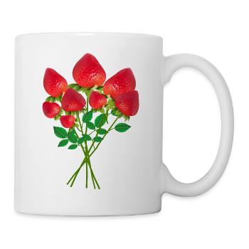 Erdbeerstrauß - Tasse - Weiß - Rechts