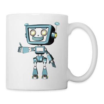 blauer Roboter - Tasse - Weiß - Rechts