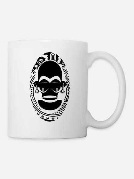 Masque africain black - Mug blanc - blanc