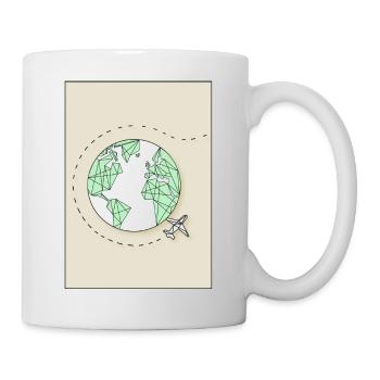 Around the world by plane - Mug - white - Right