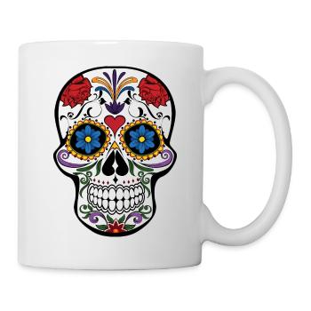 schöne Muster Schädel Totenkopf bunte Stil - Tasse - Weiß - Rechts