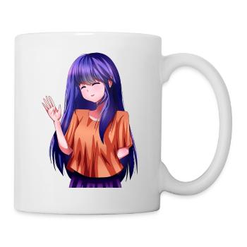 Lila Haar Anime Mädchen winken - Tasse - Weiß - Rechts