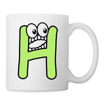H - lettre H avec les yeux 👀 - Mug blanc - blanc - Droite