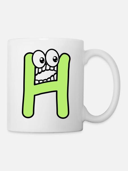 H - lettre H avec les yeux 👀 - Mug blanc - blanc