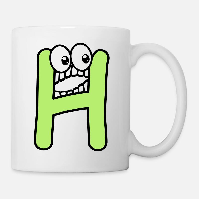 H - lettre H avec les yeux 👀 - Mug blanc - blanc