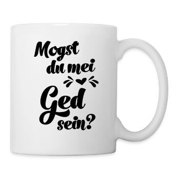 Mogst du mei Ged sein Patenonkel fragen Taufe Baby - Tasse - Weiß - Rechts