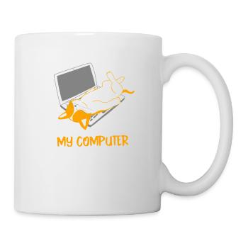 Chat couché sur un cadeau d'ordinateur portable - Mug blanc - blanc - Droite